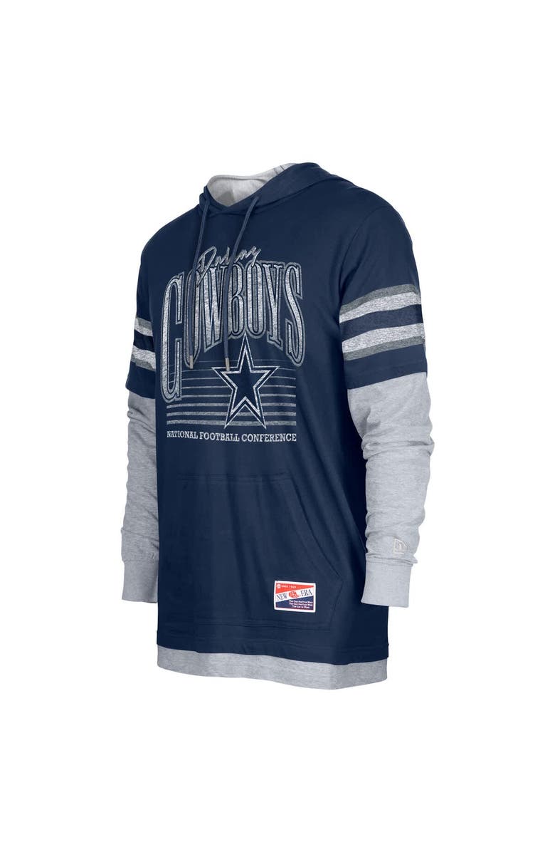 New Era Men's New Era Navy Dallas Cowboys Twofer Long Sleeve Hooded T-Shirt, Alternate, color,