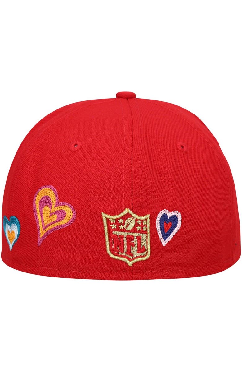 New Era Men's New Era Scarlet San Francisco 49ers Chain Stitch Heart 59FIFTY Fitted Hat, Alternate, color, 