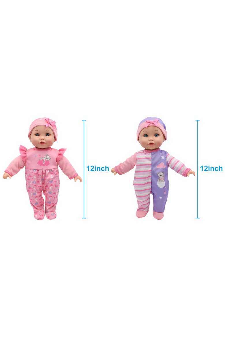 12" Twin Dolls Bedtime Fun Set 29Pc, Alternate, color, Multicolored