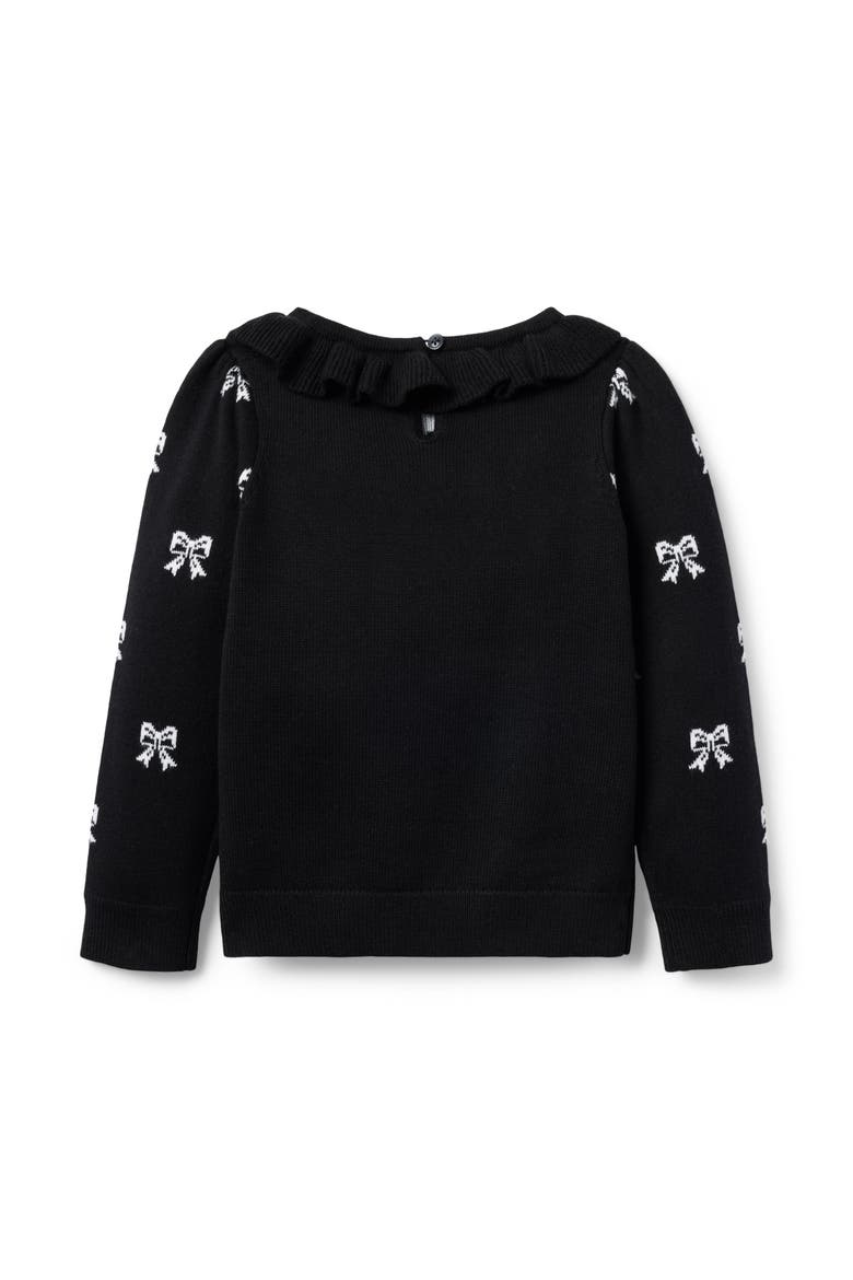 Bow Puff Sleeve Sweater, Alternate, color, Black
