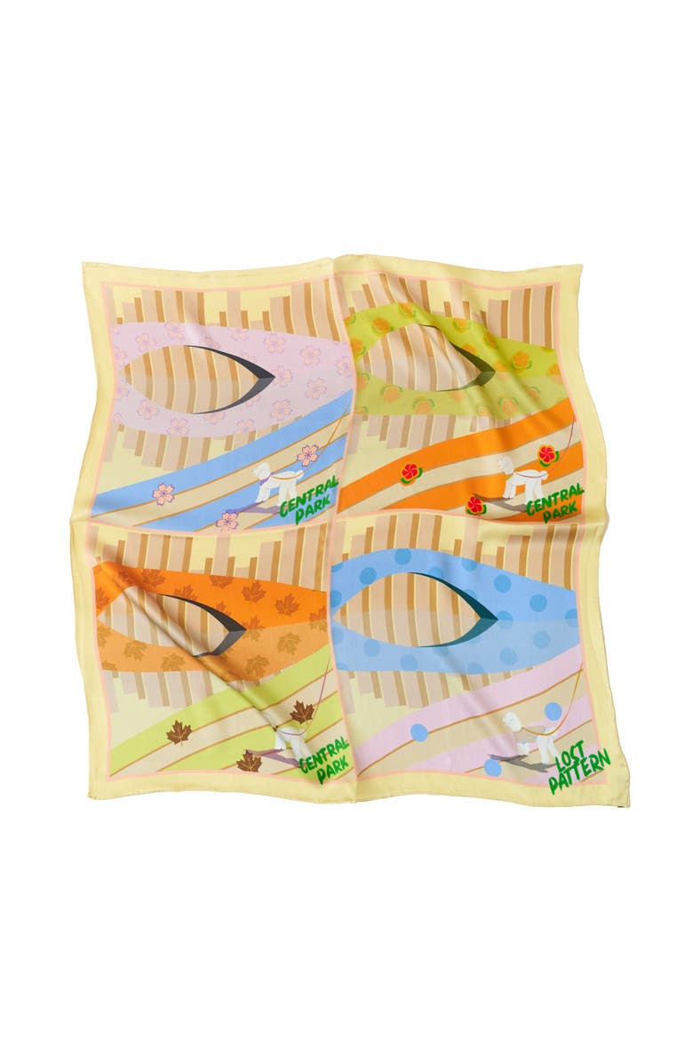 Lost Pattern "Seasons in the Park" Silk Scarf, Main, color, Yellow