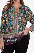 RUBY RD Printed Slub Jersey Top