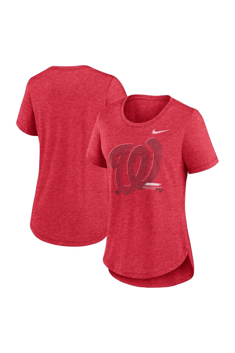 Women's Nike Heather Red Washington Nationals Touch Tri-Blend T-Shirt, Main, color, Heather Red