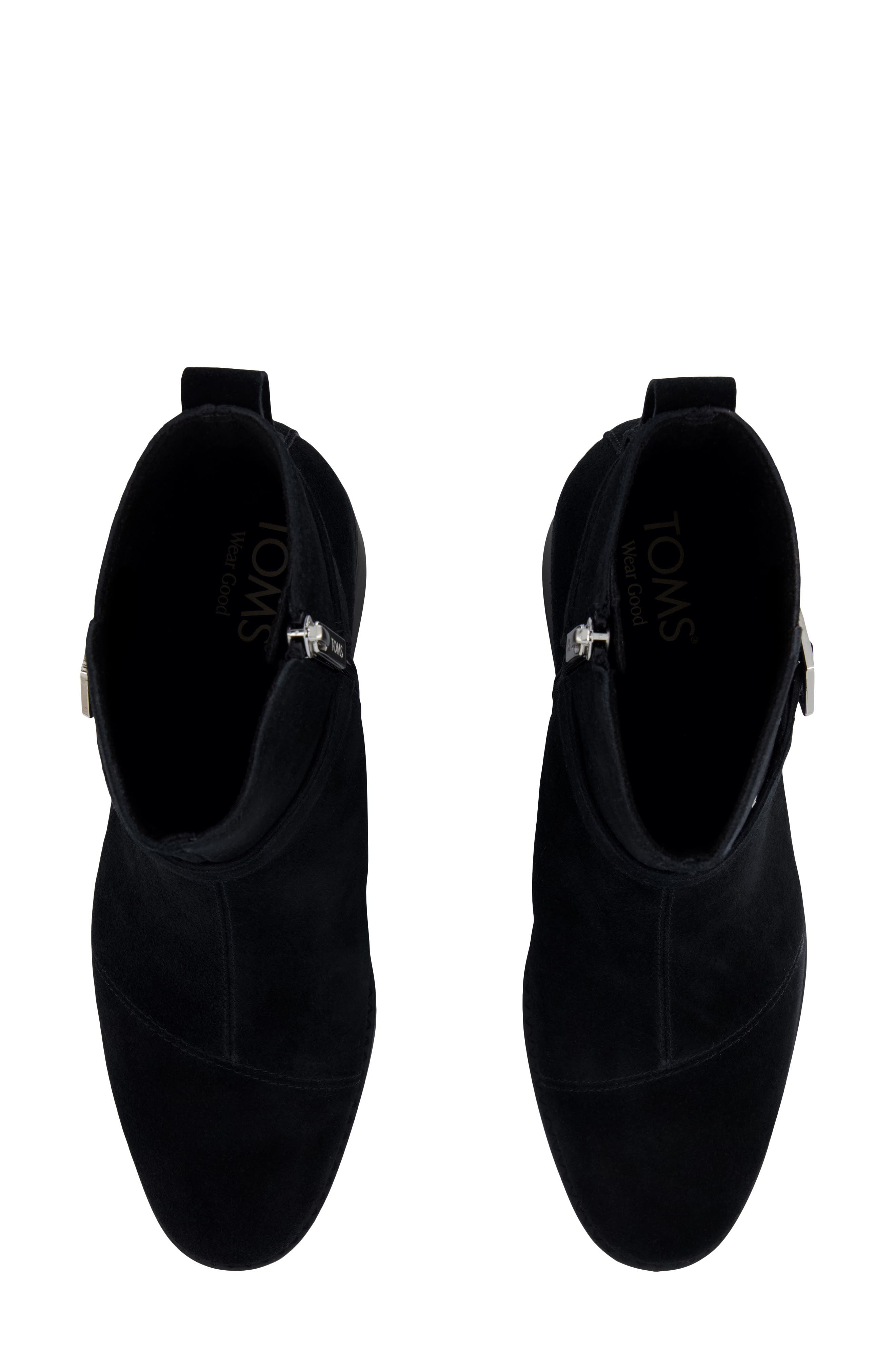 Suede Ankle Bootie, Alternate, color, BLACK