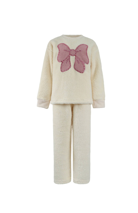 Women's Big Bow Crystal Fuzzy Set