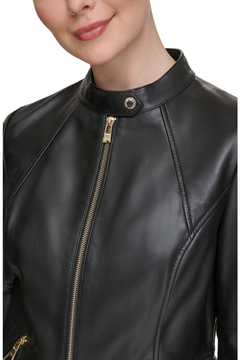 Leather Moto Jacket, Alternate, color, BLACK