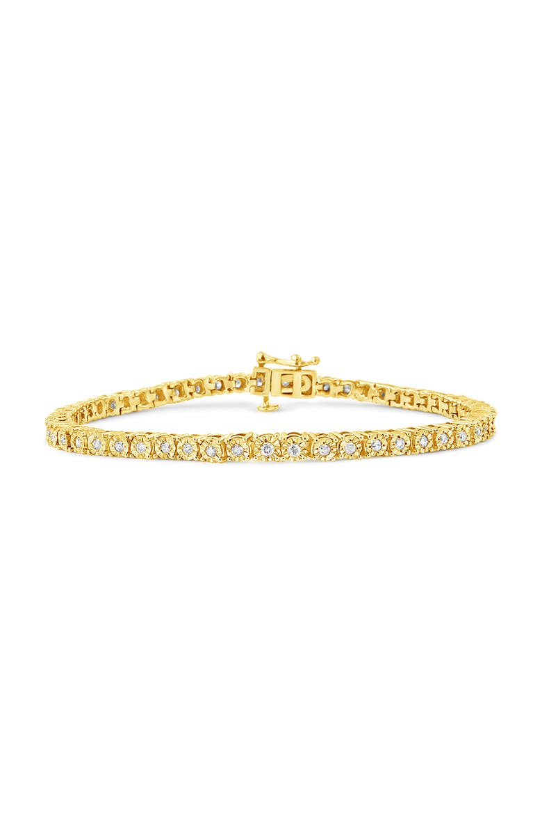 Silver 1.0 Cttw Rustic Diamond Tennis Bracelet, Alternate, color, Yellow Gold over Silver