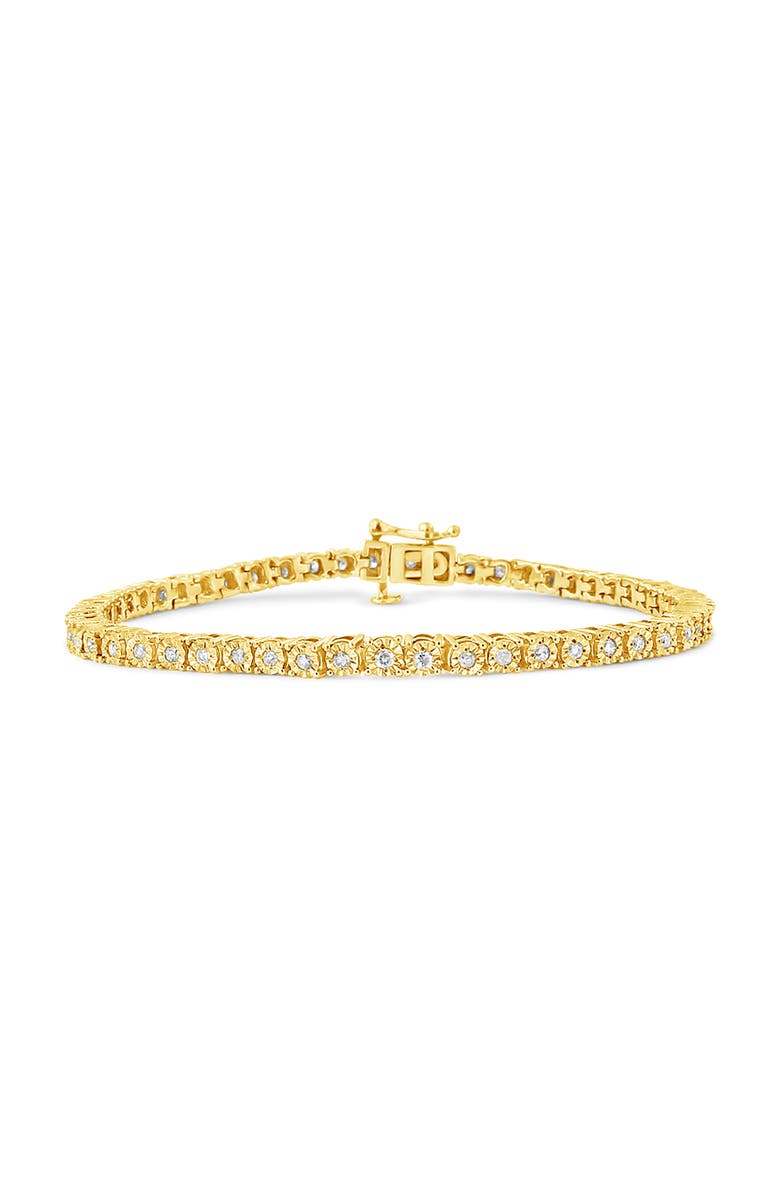 Haus of Brilliance Silver 1.0 Cttw Rustic Diamond Tennis Bracelet, Alternate, color, Yellow Gold Over Silver