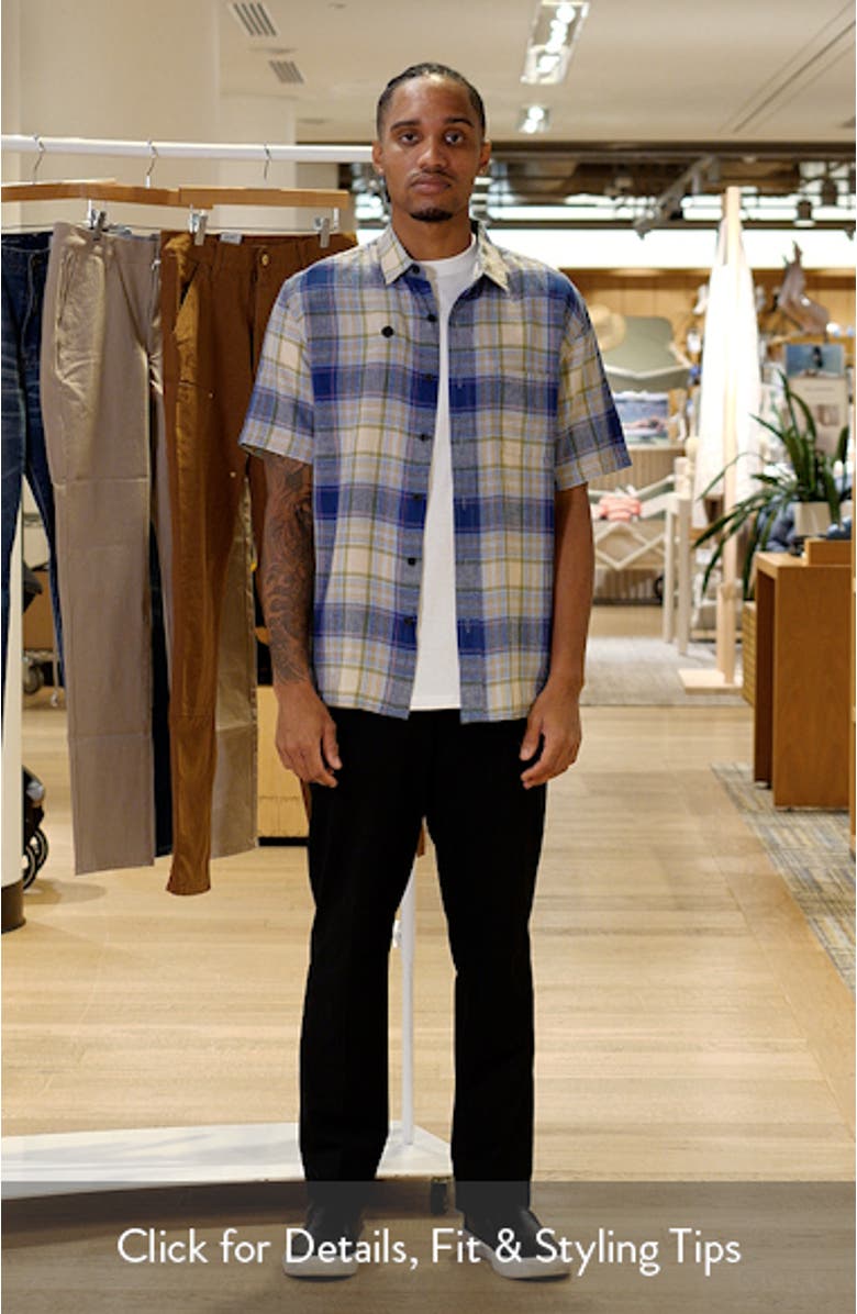 Dawson Plaid Short Sleeve Linen Blend Button-Up Shirt, sales video thumbnail