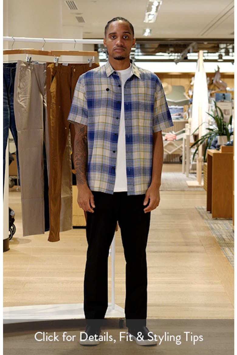 Dawson Plaid Short Sleeve Linen Blend Button-Up Shirt video