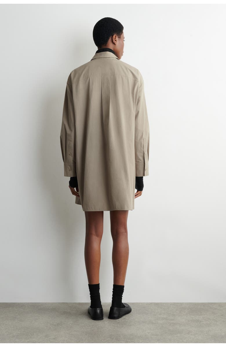 COS Waisted Cotton Shirt Dress, Alternate, color, Gray