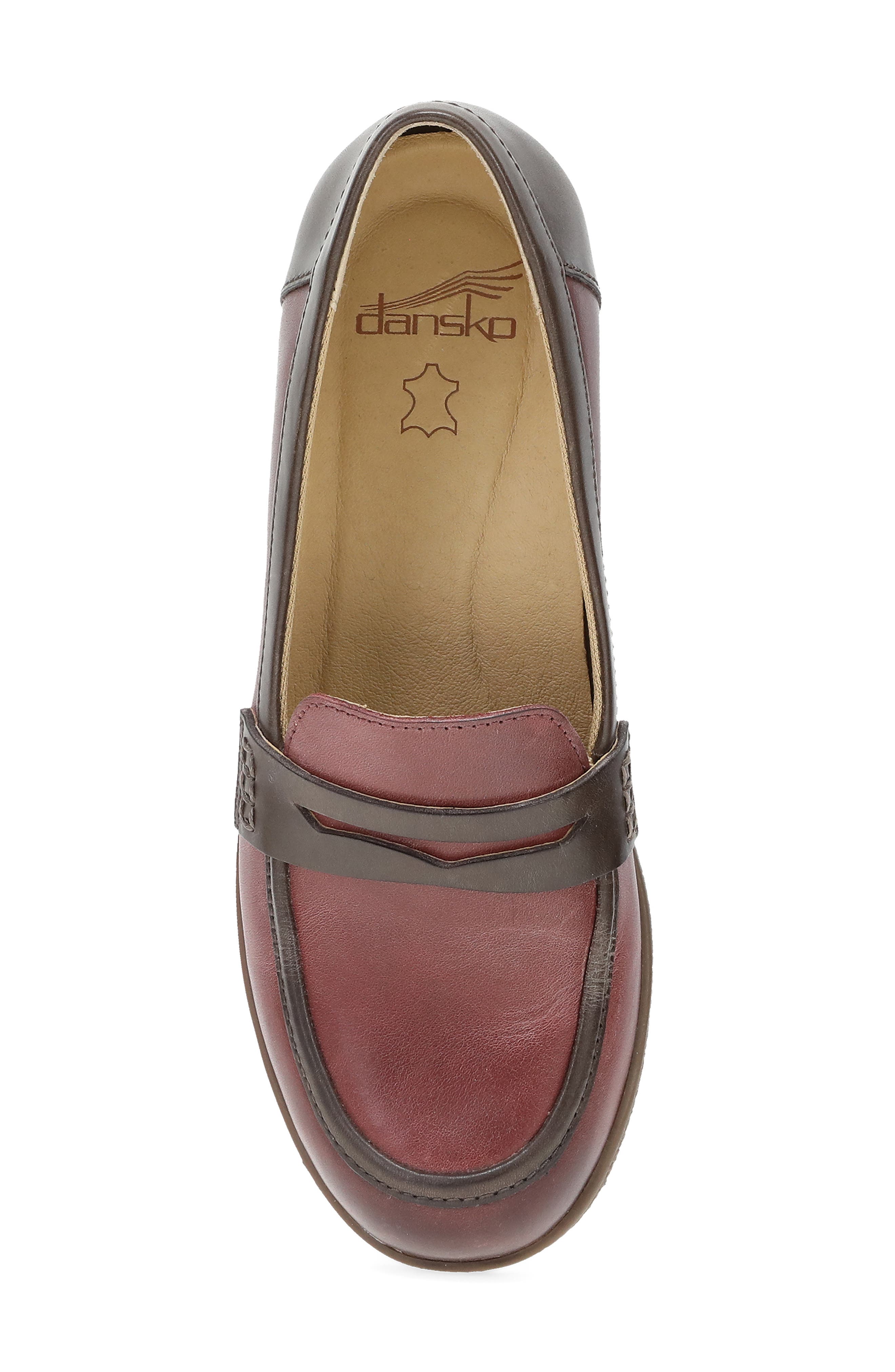 Danica Waterproof Penny Loafer Pump, Alternate, color, PLUM/CHOCOLATE