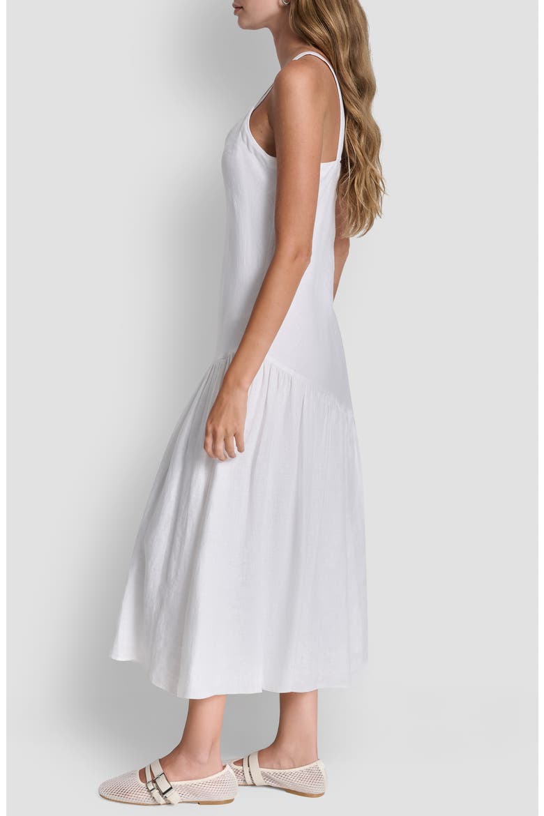 Shirred Linen Maxi Dress, Alternate, color, WHITE