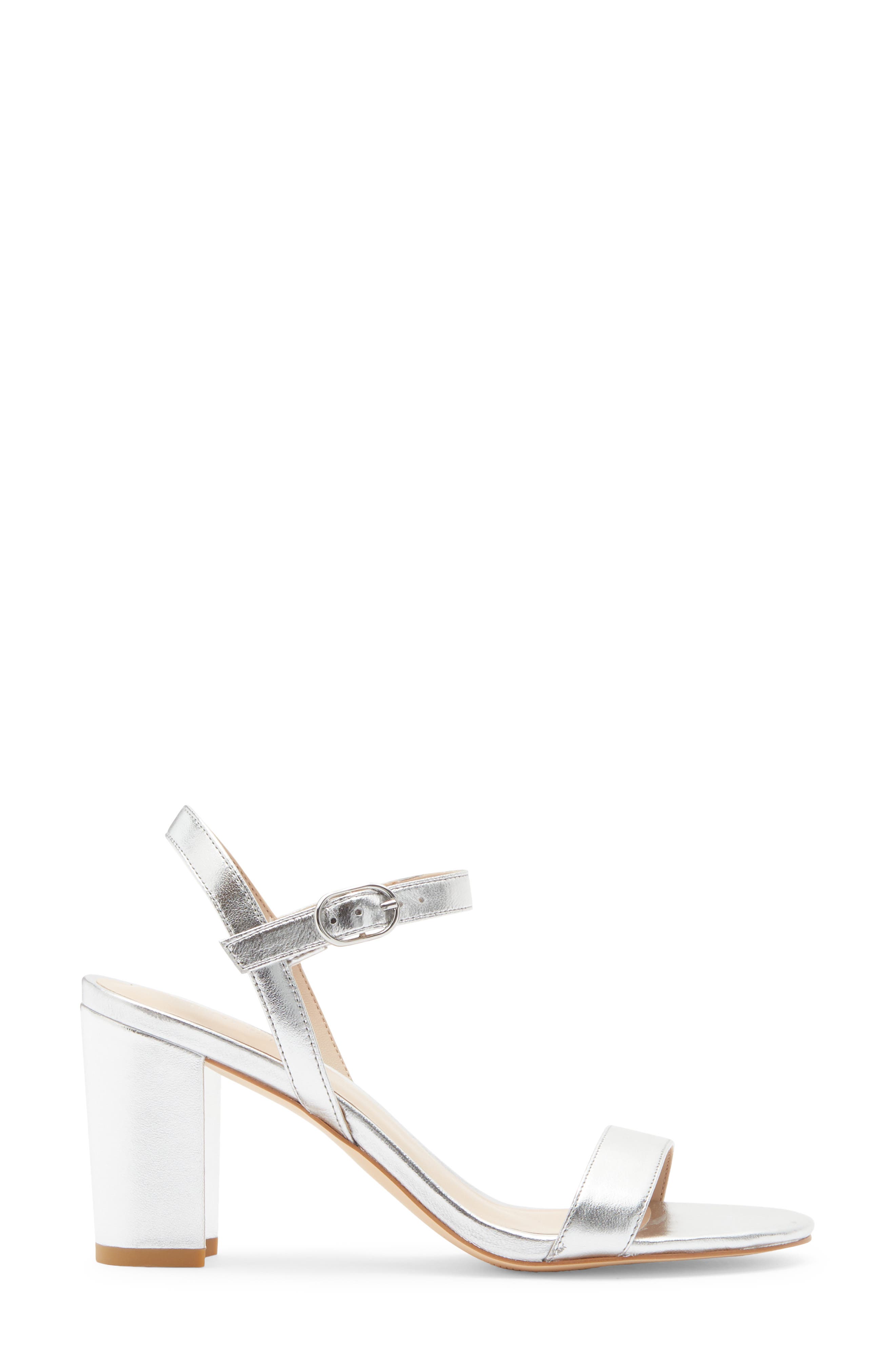 Stuart Weitzman Dancer 75 Block Heel Sandal, Alternate, color, Silver