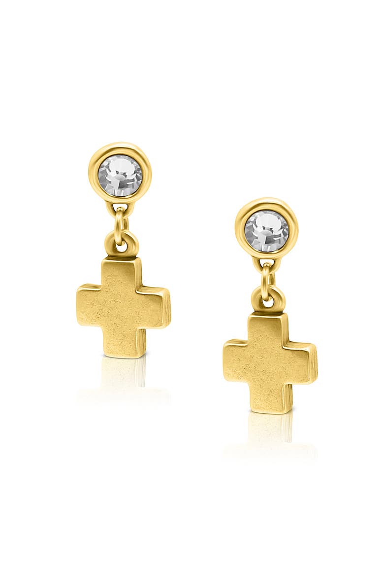 Sable Gold Plated Cross Earrings, Main, color, Gold