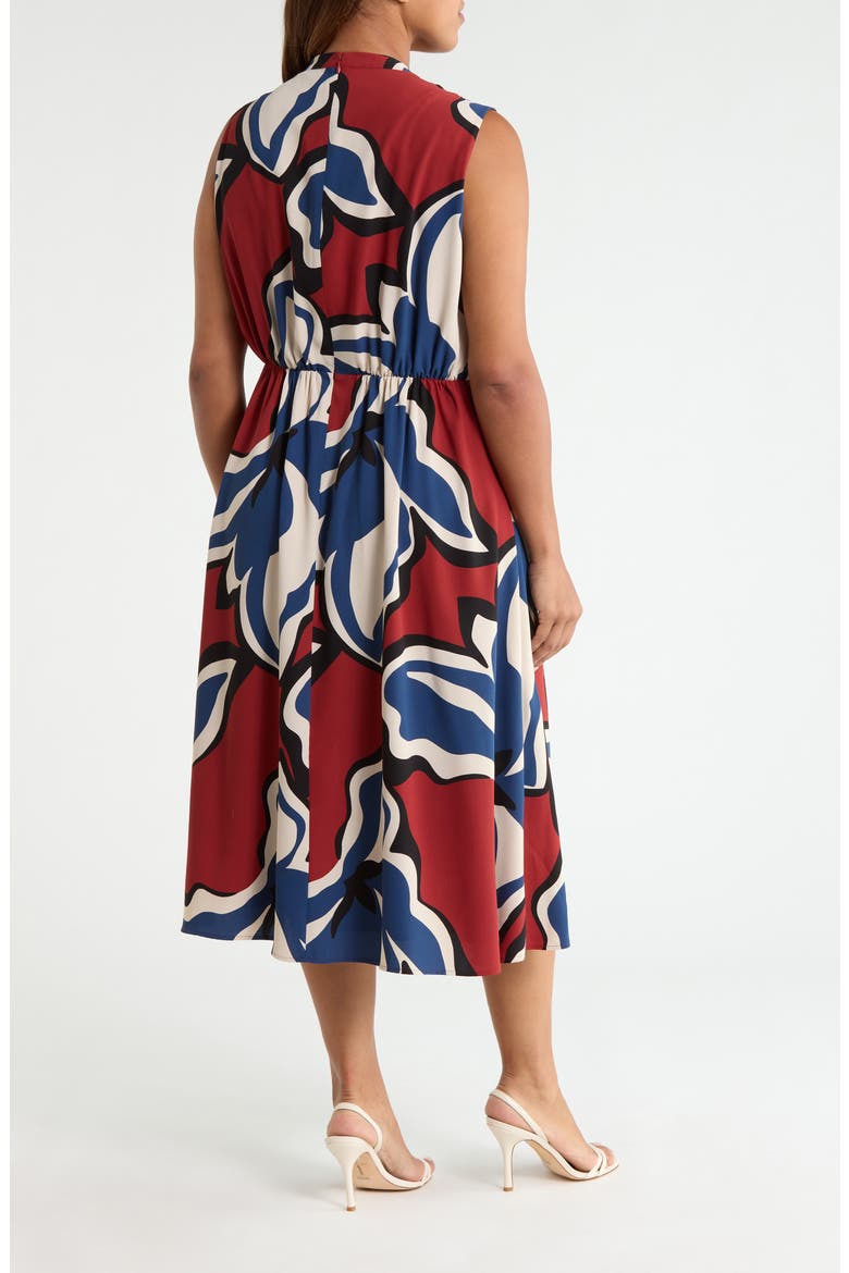 Print Surplice Midi Dress, Alternate, color, RUST MULTI