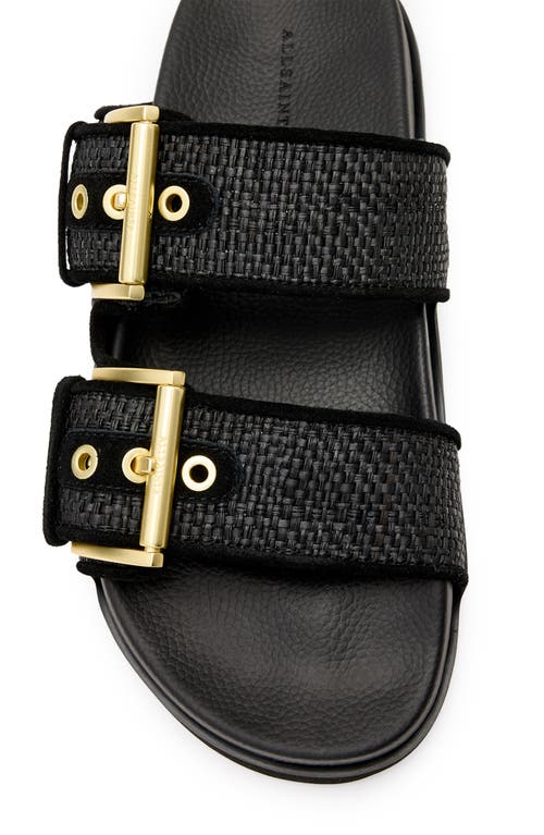 Allsaints Sian Raffia Two-strap Sandal In Black