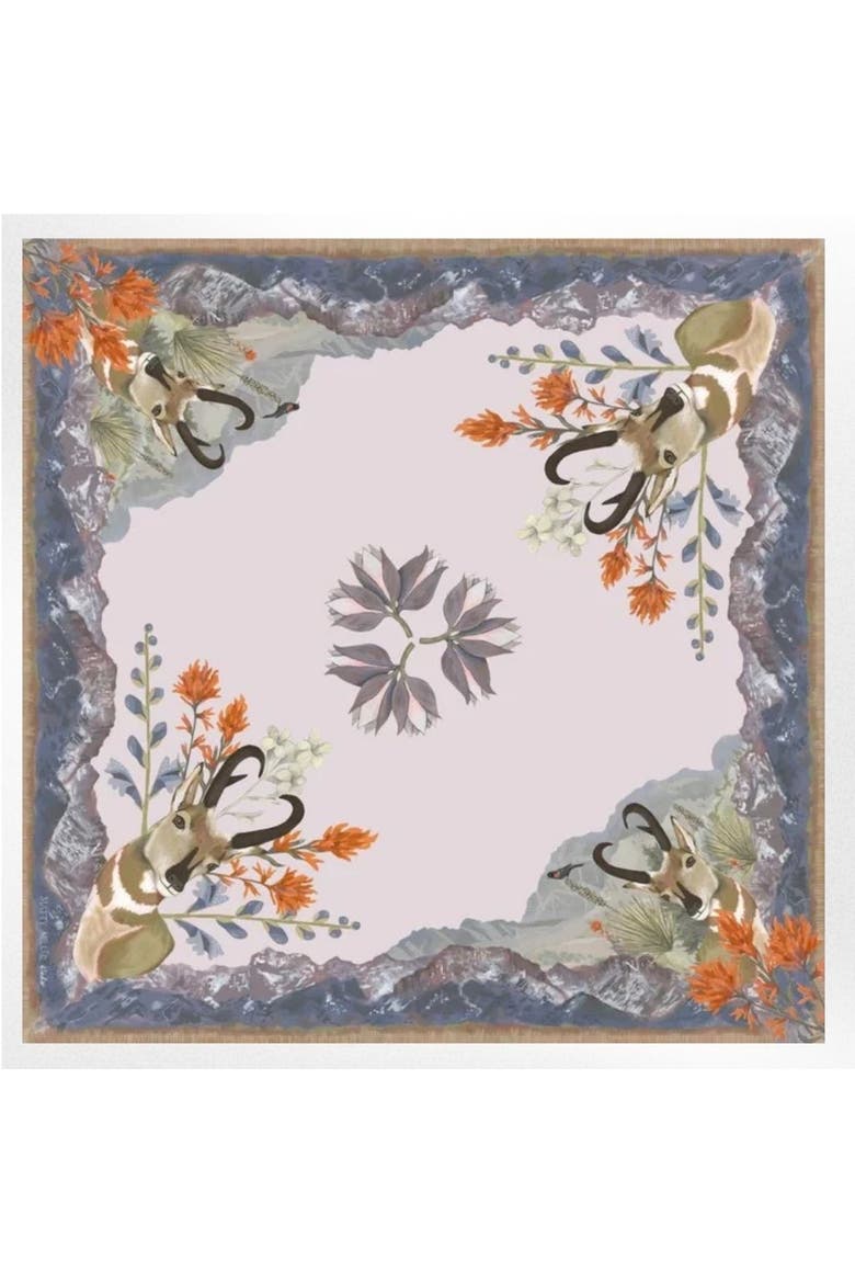 100% Silk Scarf San Luis - Landscape Wildlife Floral, Main, color, 35 x 35"