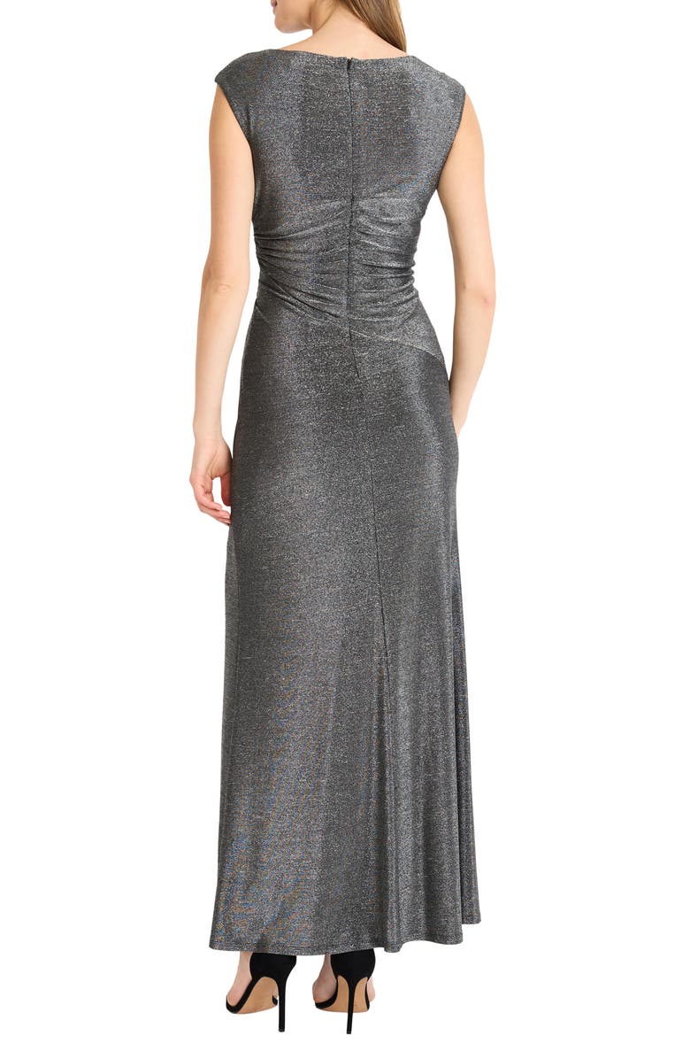 Maggy London Draped Side Metallic Gown, Alternate, color, 
