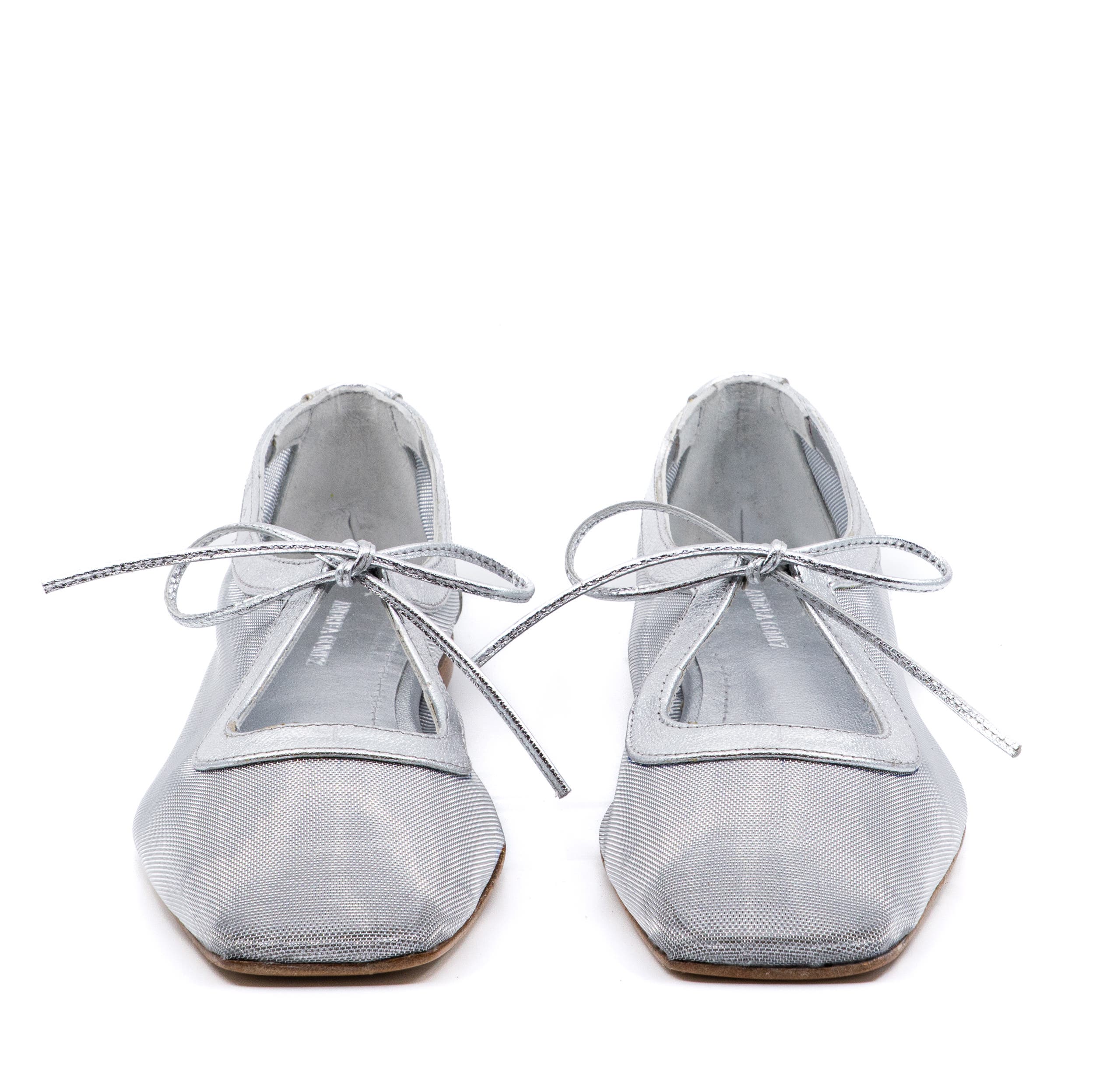 Andrea Gomez Amelia Clear Mesh Ballet Flat, Alternate, color, Silver