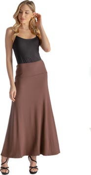 24seven Comfort Apparel Petite Elastic Waist Maxi Skirt