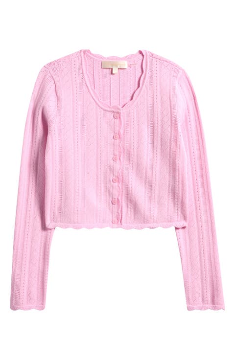 Kids' Gemna Crop Pointelle Cardigan (Big Kid)