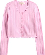 LoveShackFancy Kids' Gemna Crop Pointelle Cardigan