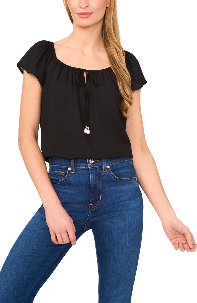 CeCe Scoop Neck Flutter Sleeve Top, Main, color, 