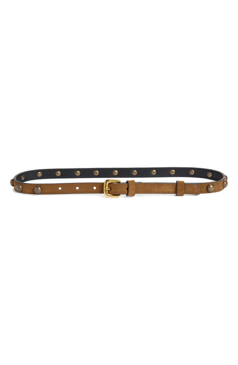 Altuzarra Studded Skinny Belt, Main, color, Tobacco/ Gold Stud