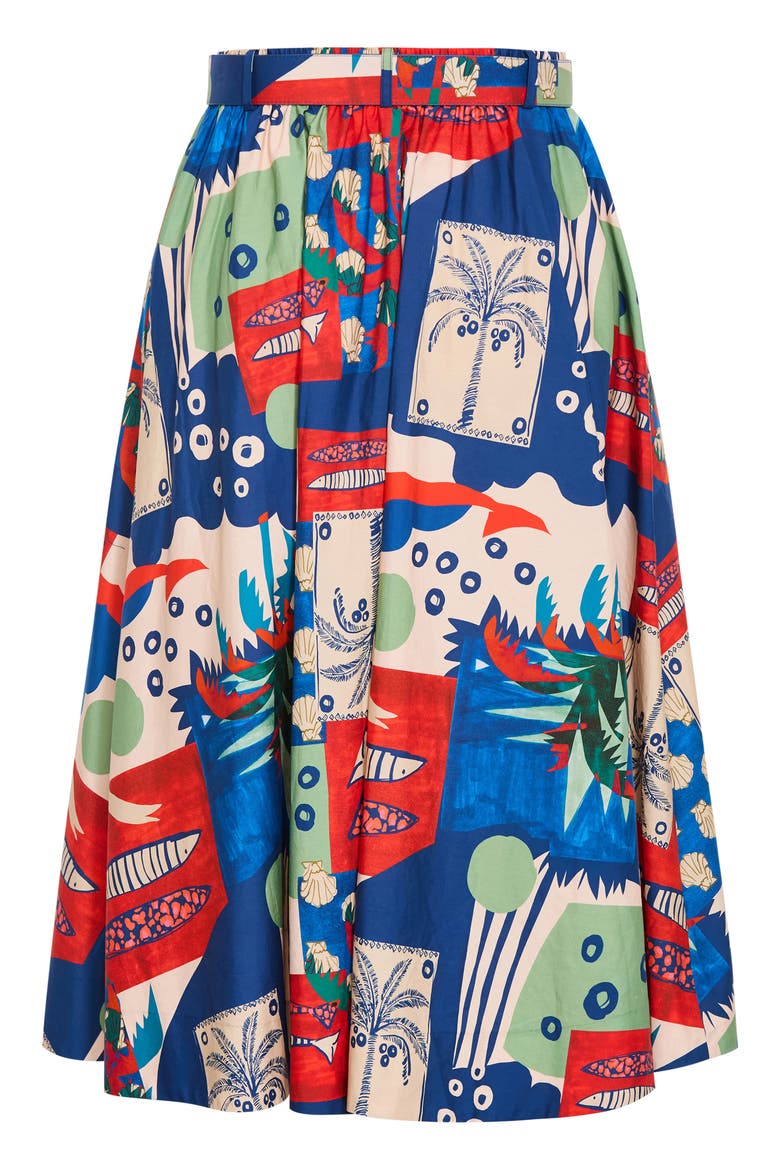 Elysia Printed Cotton Maxi Skirt, Alternate, color, MARINE SCAPE