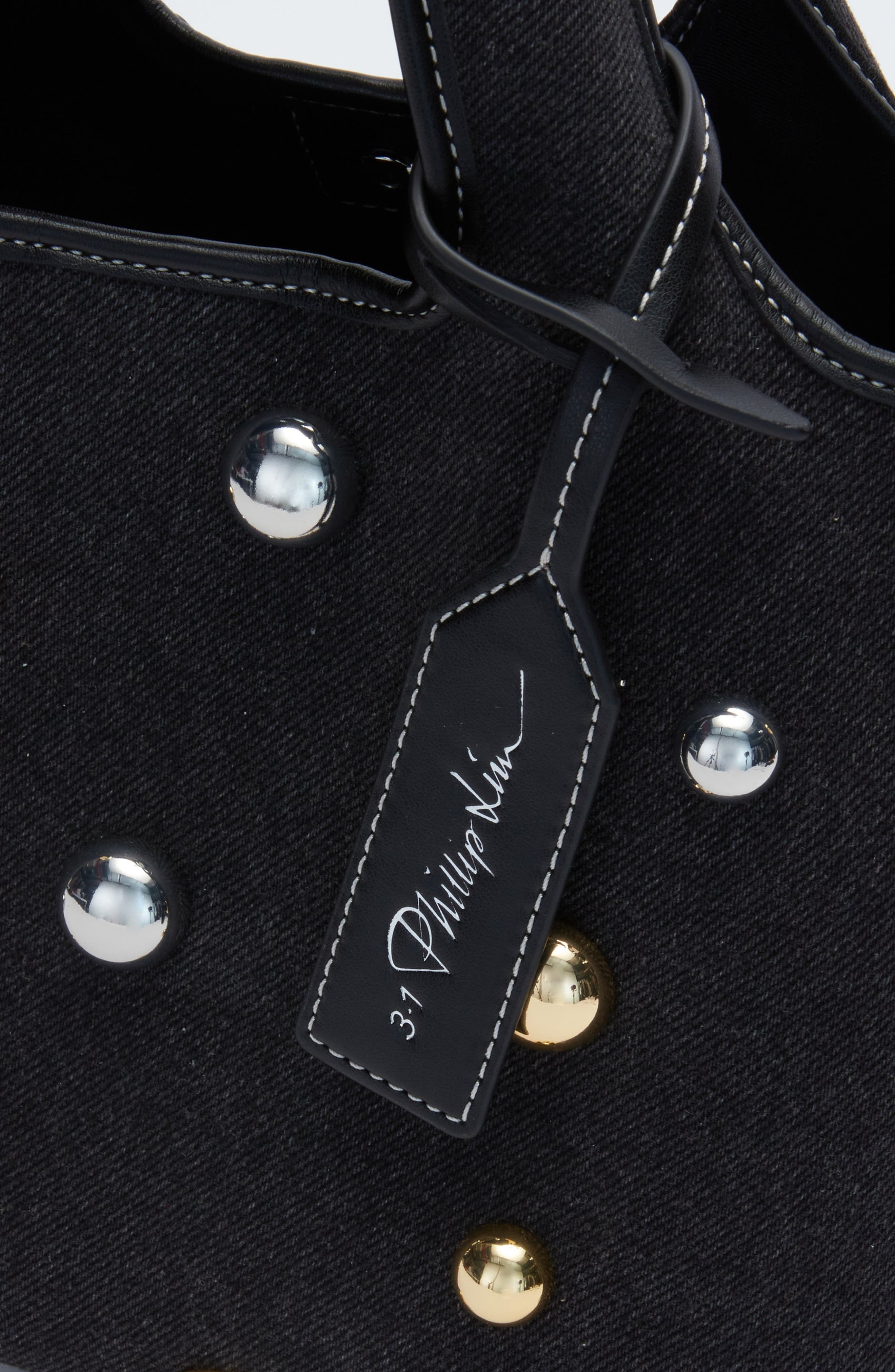 3.1 Phillip Lim Dome Embellishment Mini Market Tote Bag, Alternate, color, Black