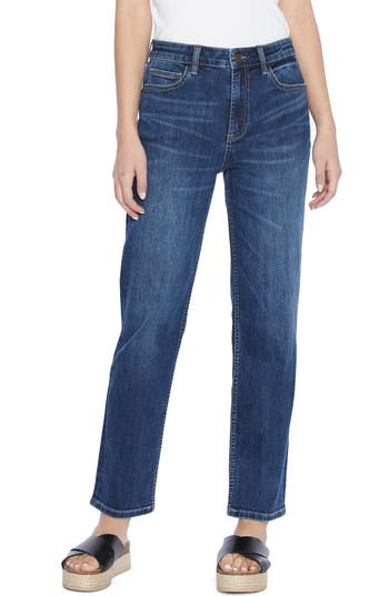 Hint Of Blu Clever High Waist Slim Straight Leg Jeans In Ava Blue
