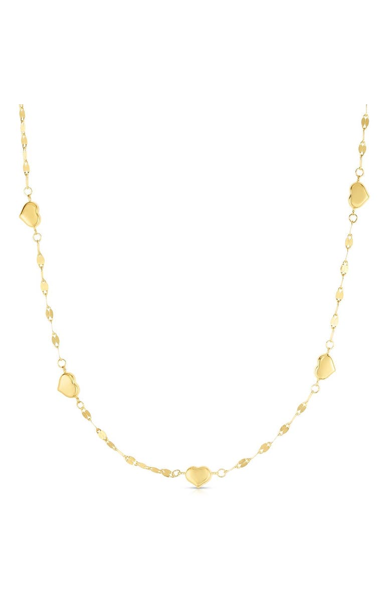 The Lovery Fine Jewelry Shimmer Heart Station Necklace, Main, color,