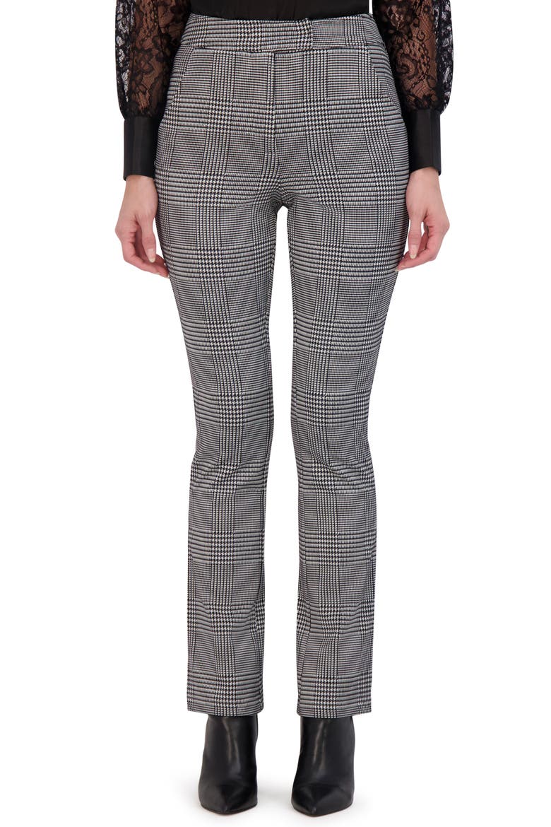 Plaid Knit Mini Bootcut Pants, Main, color, BLACK/ WHITE