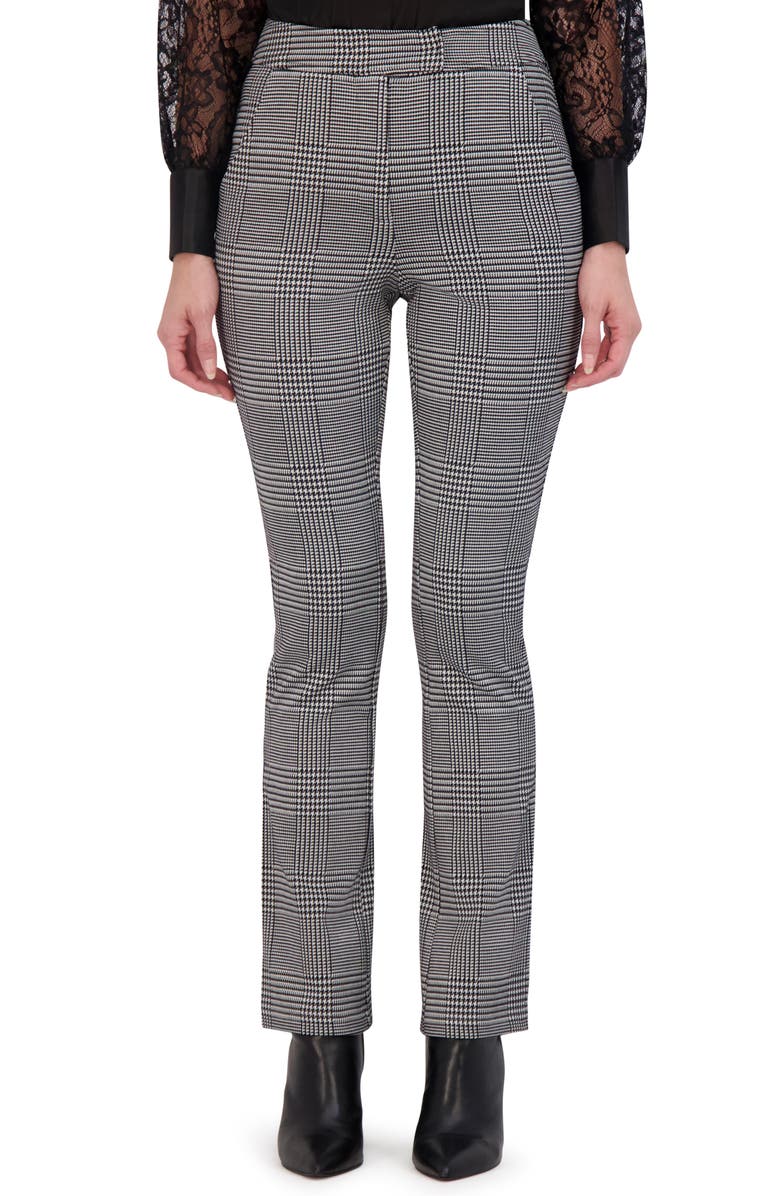 Ookie & Lala Plaid Knit Mini Bootcut Pants, Main, color, Black/ White