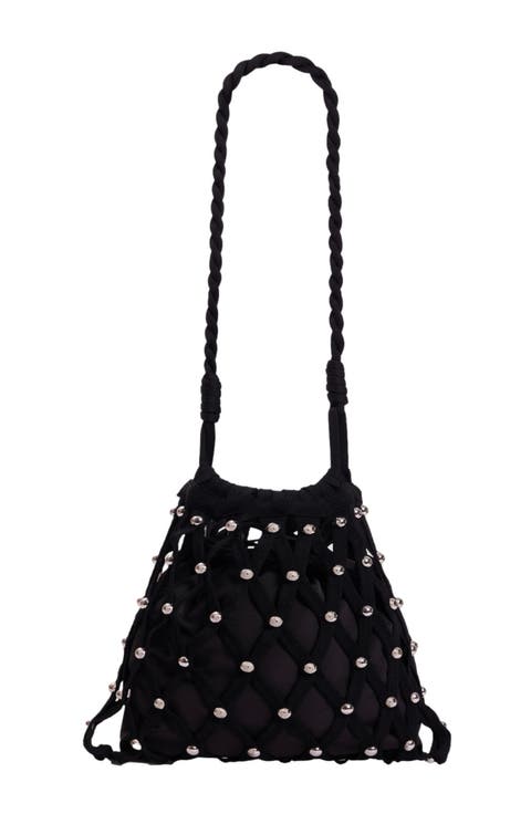 Studded net mesh bag