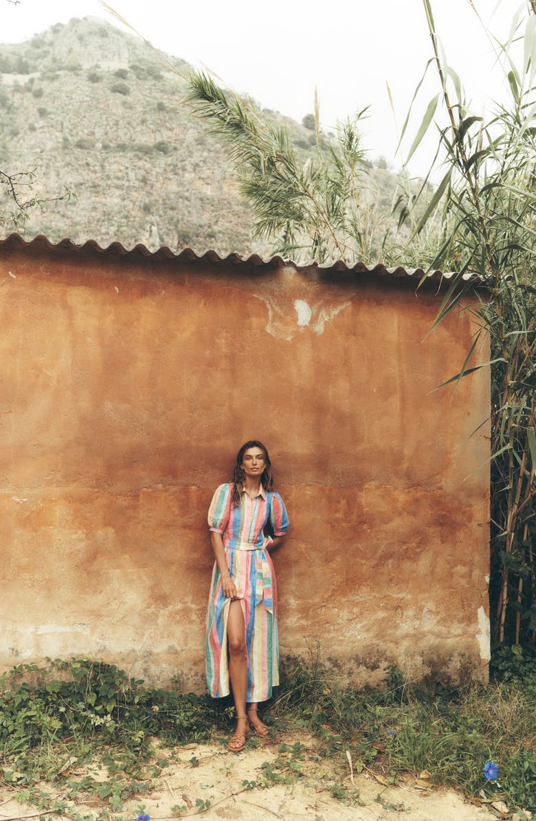 Alexa Stripe Linen Shirtdress