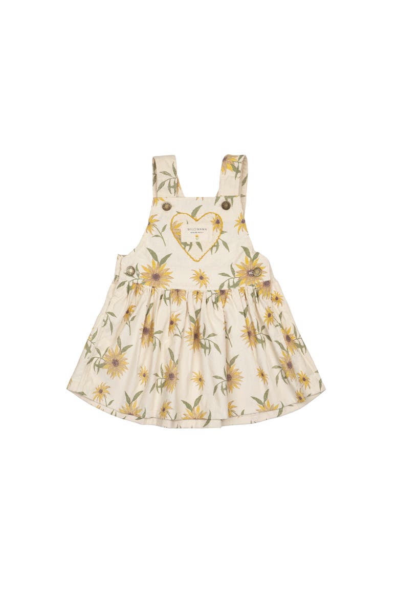 Wild Wawa Heart Pocket Overall Dress, Main, color, Sunflower Field