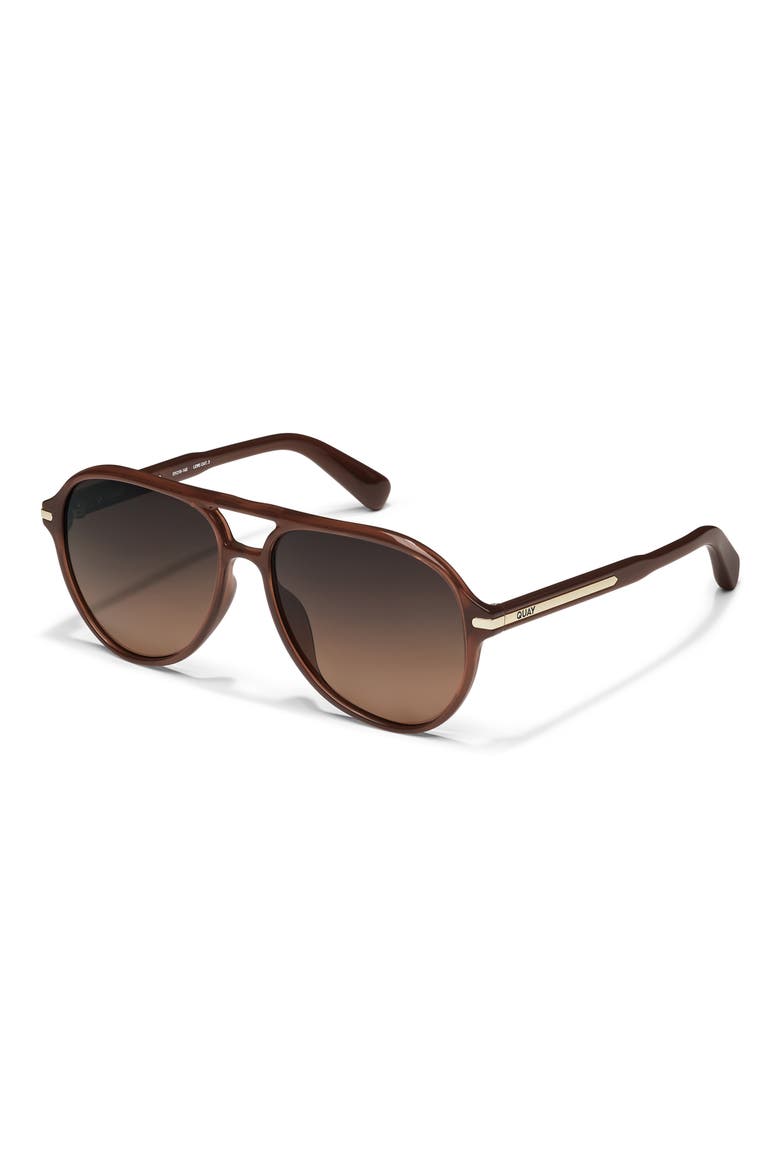 Day One 59mm Polarized Gradient Aviator Sunglasses, Alternate, color, DARK BROWN/ DARK FAWN POL