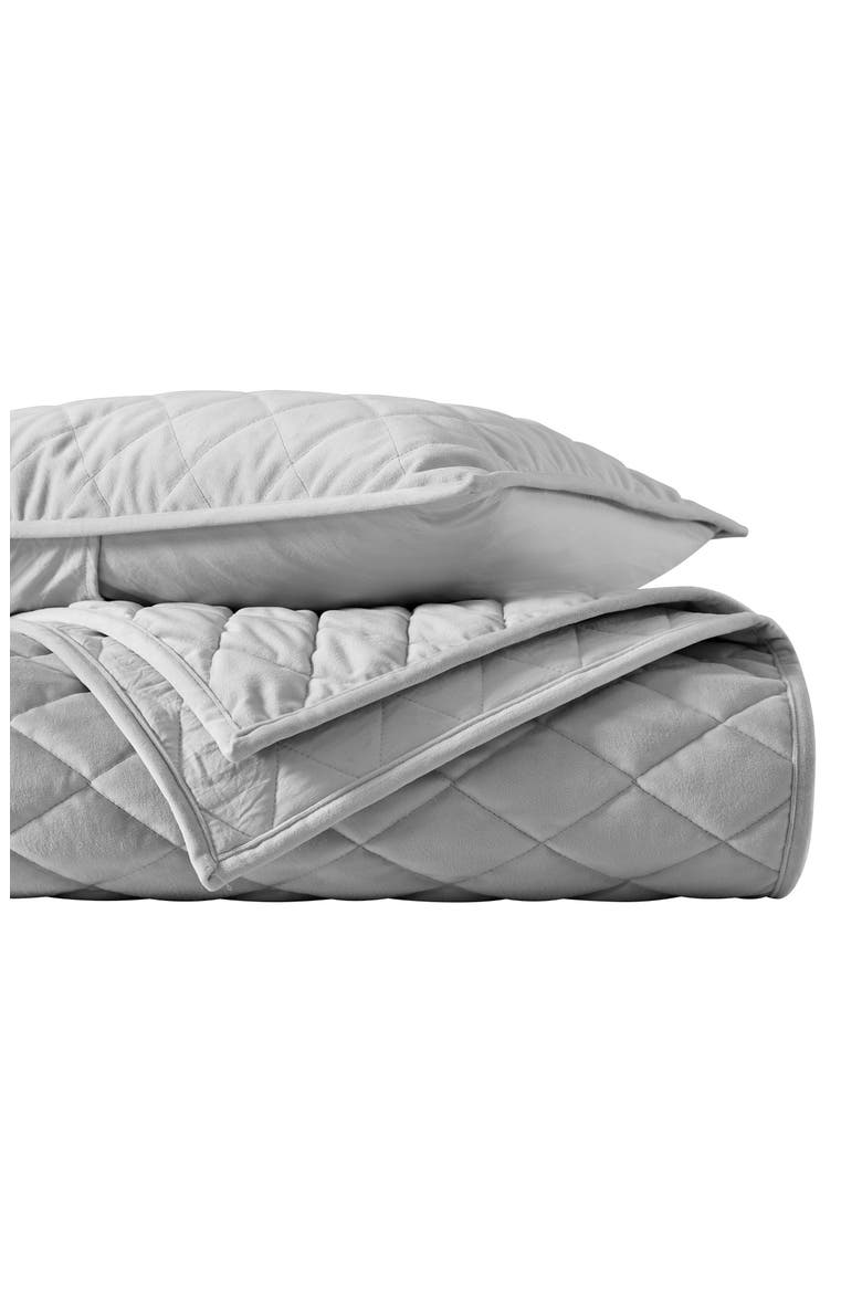 Diamond Velvet Quilt & Sham Set, Main, color, SILVER