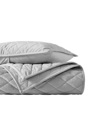 Vera Wang Diamond Velvet Quilt & Sham Set In Silver
