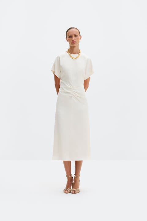 Linda Gathered Waist Midi Dress