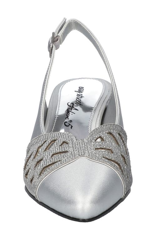 Easy Street Bizzy Womens Faux Leather Slingback Heels In Silver Satin