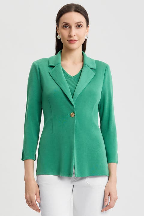 Tailored Single-Button Knit Jacket