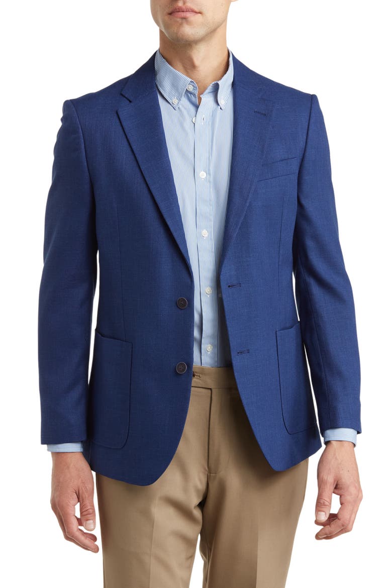Jensen Tailored Fit Solid Notch Lapel Active Stretch Sport Coat, Main, color, NAVY