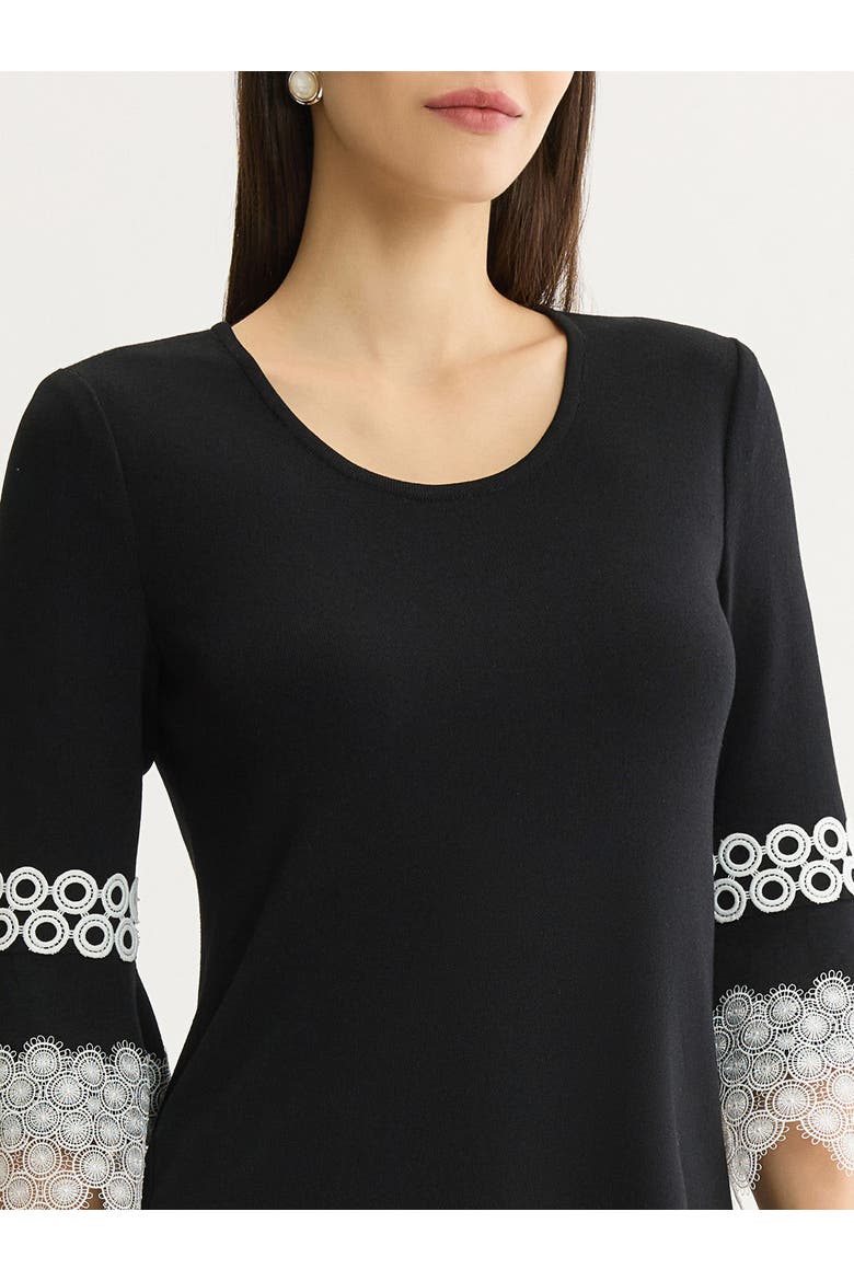 Lace Applique Soft Knit Top, Alternate, color, Black/White