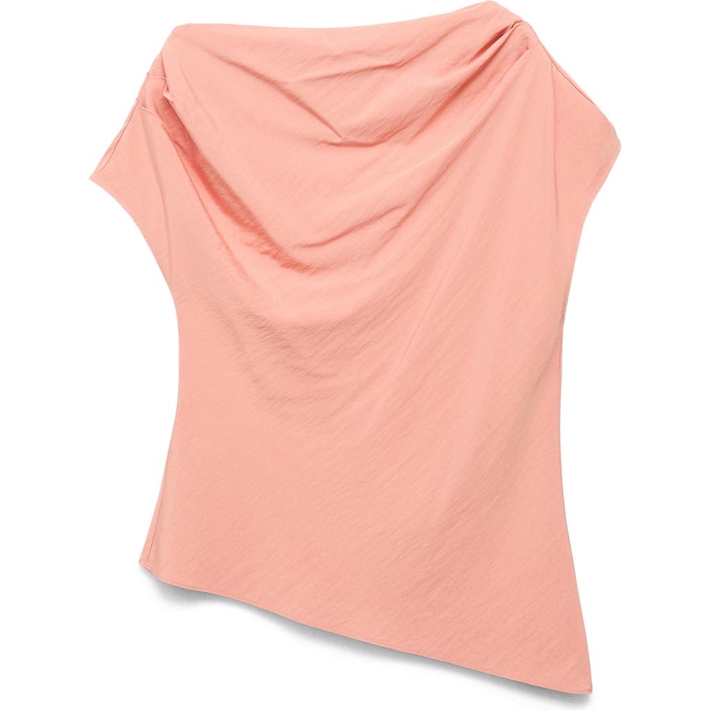 Mango Draped Asymmetric Top In Pink