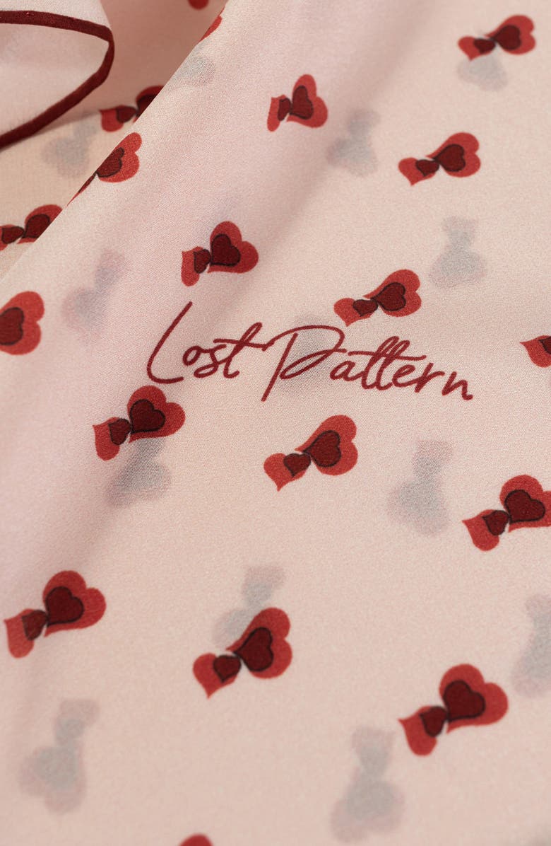 Lost Pattern Twin Hearts Silk Bandana, Alternate, color, Blush