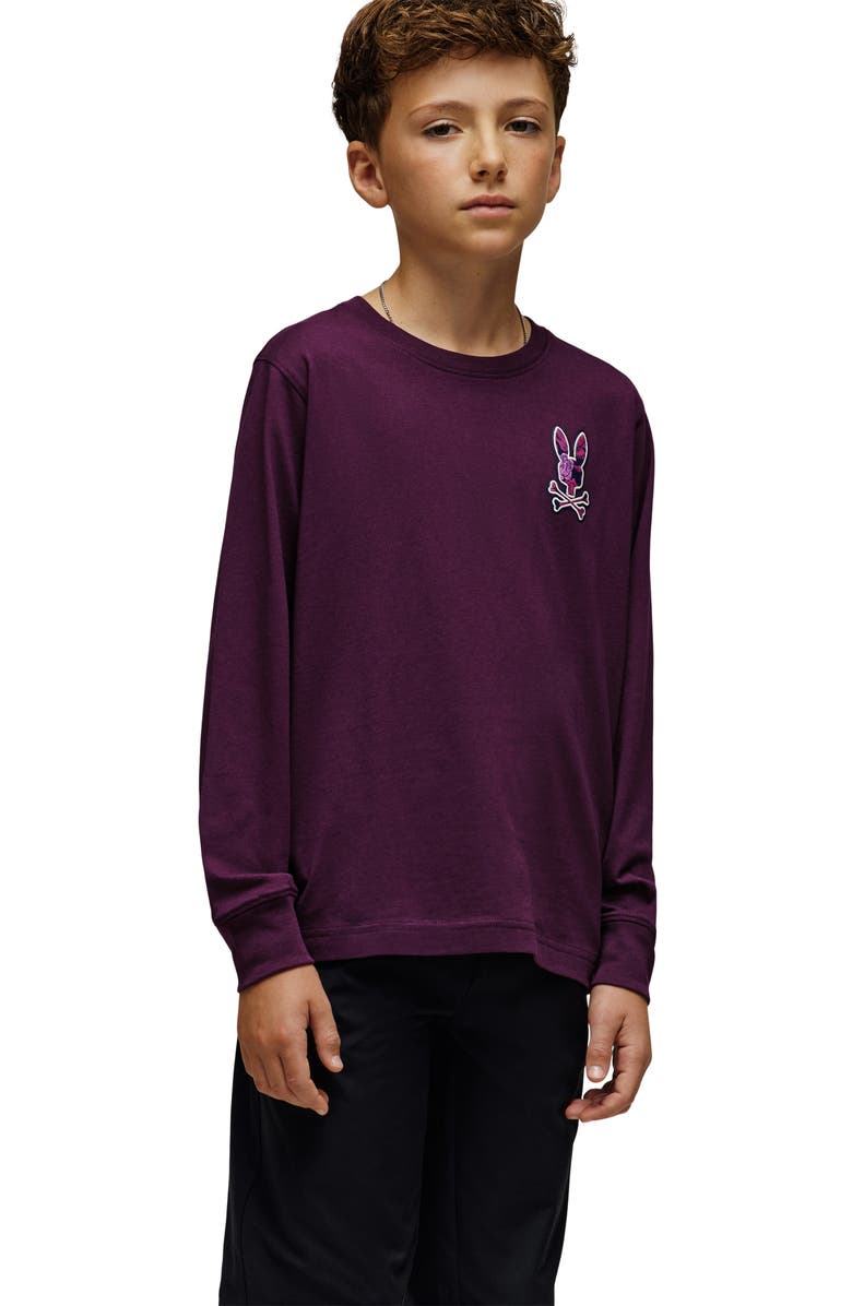 Psycho Bunny Kids' Rowen Pima Cotton Graphic T-Shirt, Alternate, color, Potent Purple