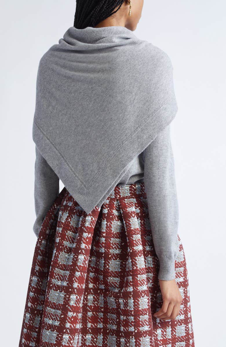 Oscar de la Renta Cashmere Sweater with Removable Scarf, Alternate, color, Melange Grey